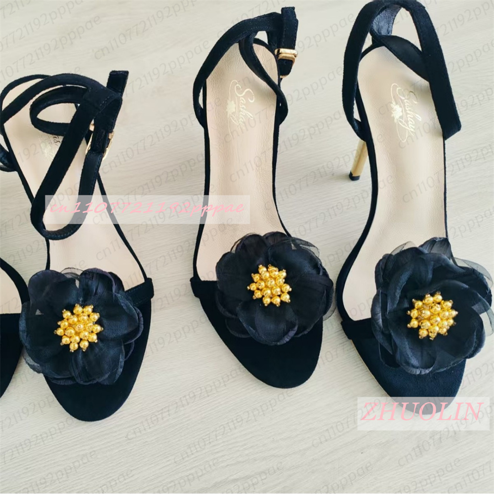 Women Black Tulle Flower Stile - Kids Shoes Women ulasan dan harga