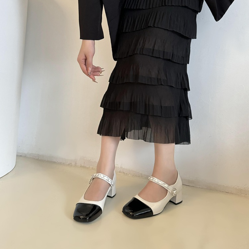 2026 Pearl Clasp Thick-Topped  - Slingback Pumps Women ulasan dan harga