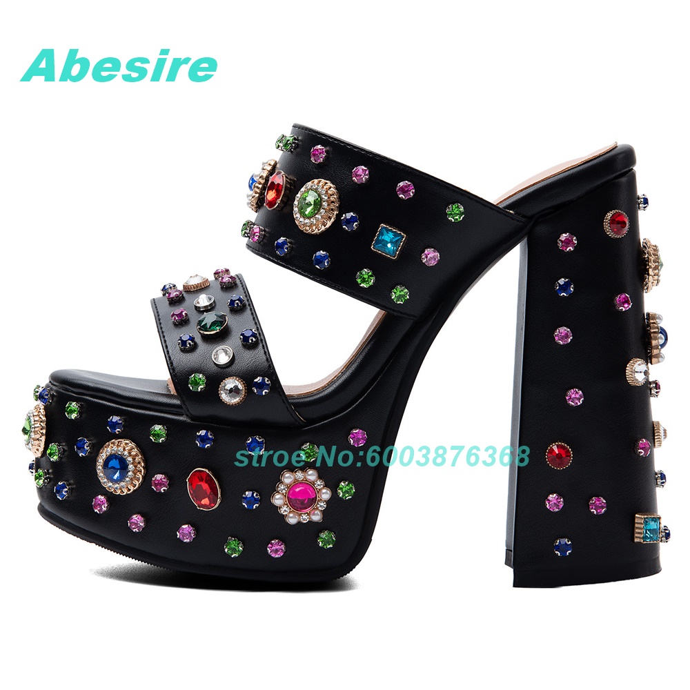 Multi‑Color Rhinestone Chunky‑ - Women'S Shoes Y2K ulasan dan harga