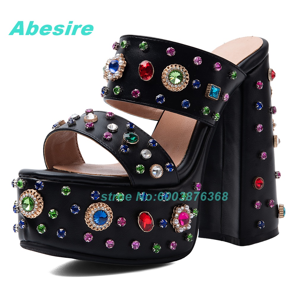 Multi‑Color Rhinestone Chunky‑ - Women'S Shoes Y2K ulasan dan harga