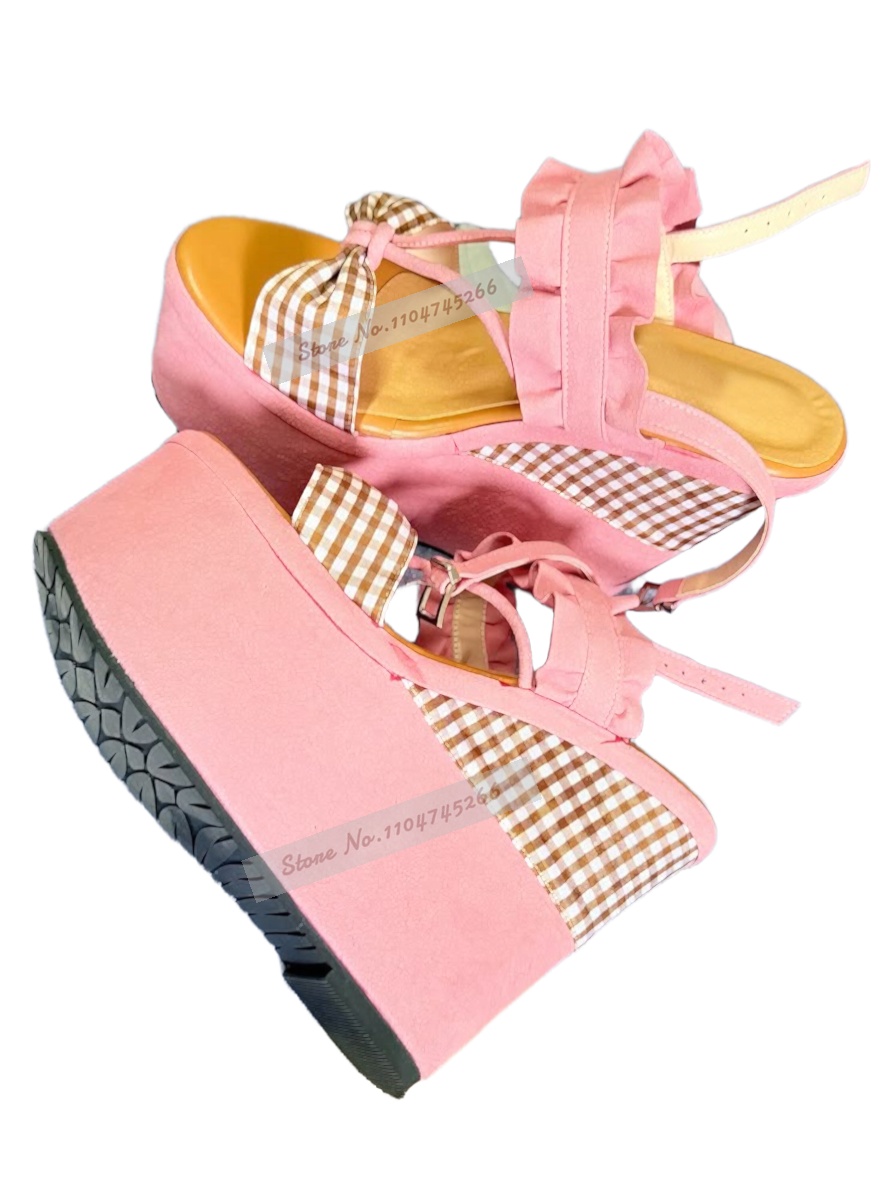 Pink Suede Wedge Platform Sand - Women'S Shoes Y2K ulasan dan harga