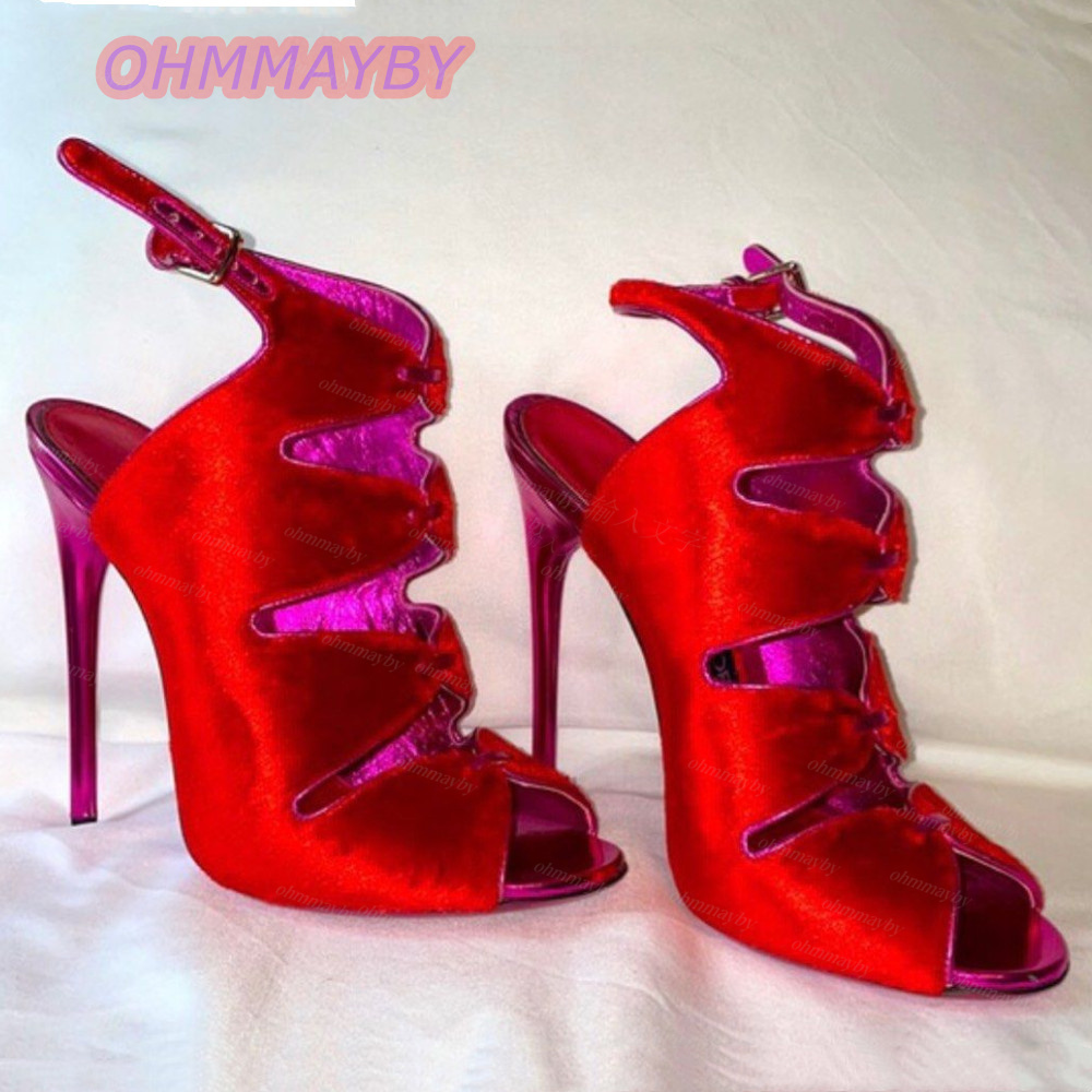Women Red Velvet Peep Toe Sand - Kids Shoes Women ulasan dan harga