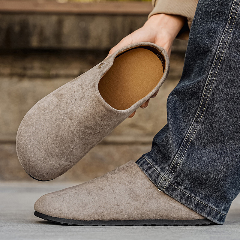 Men Suede Leather Slippers Mul - Women'S Shoes With Arch Support ulasan dan harga