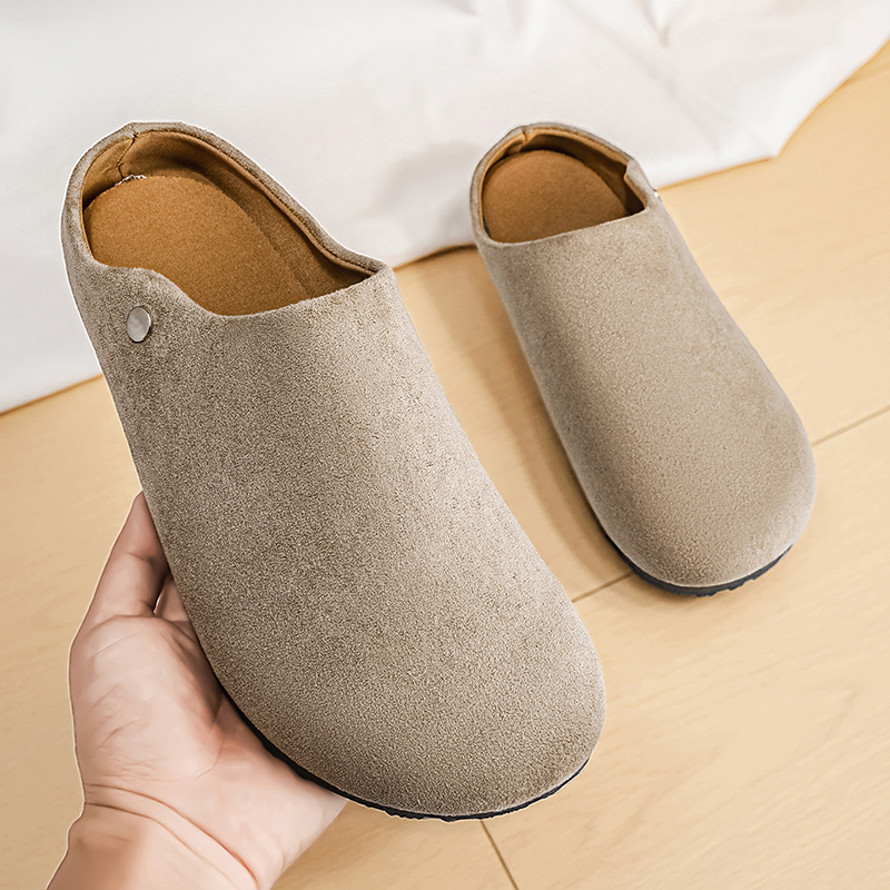 Men Suede Leather Slippers Mul - Women'S Shoes With Arch Support ulasan dan harga