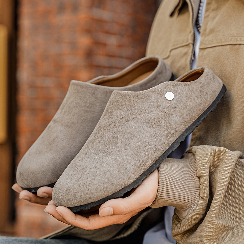 Men Suede Leather Slippers Mul - Women'S Shoes With Arch Support ulasan dan harga