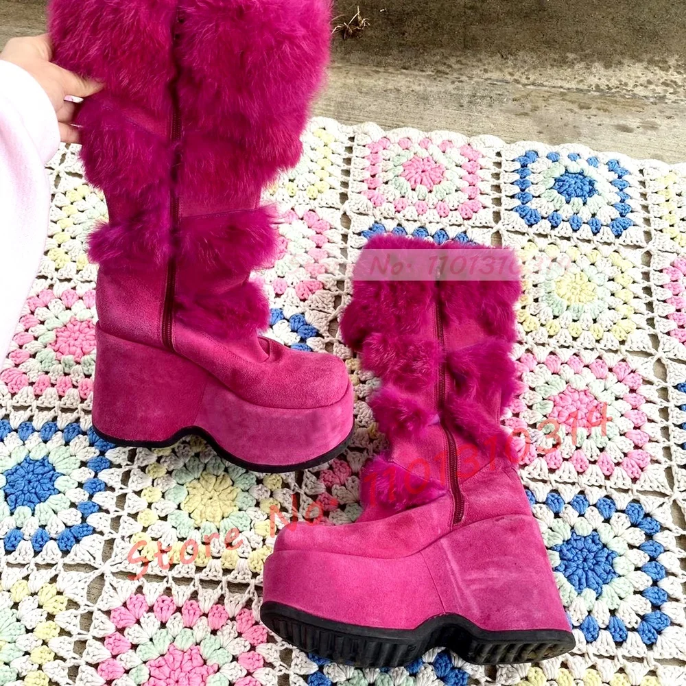 Hot Pink Thick-sole Furry Knee - Kids Shoes Women ulasan dan harga