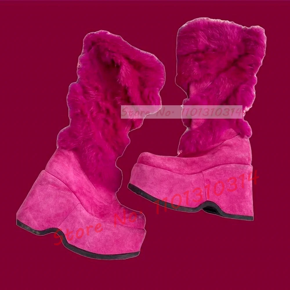 Hot Pink Thick-sole Furry Knee - Kids Shoes Women ulasan dan harga