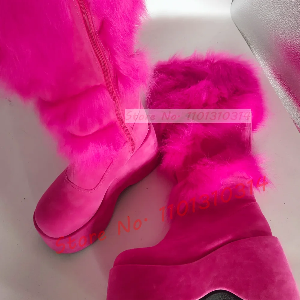 Hot Pink Thick-sole Furry Knee - Kids Shoes Women ulasan dan harga