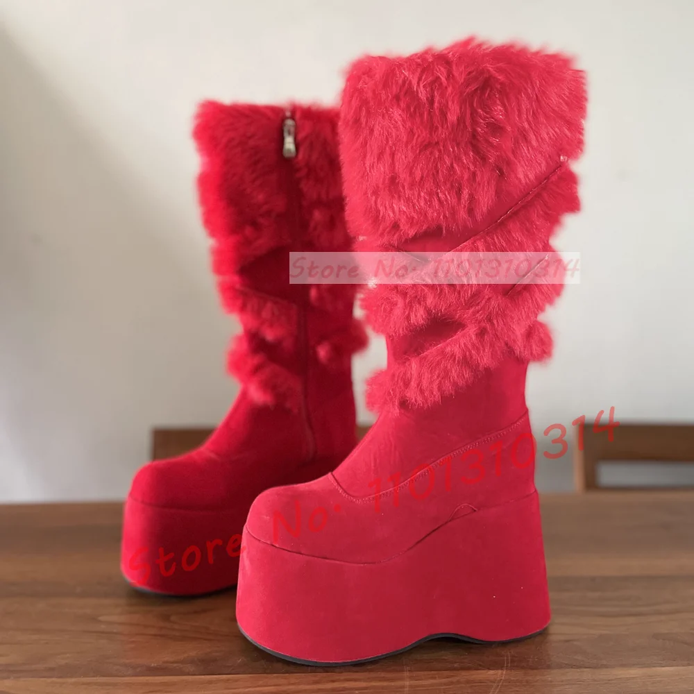 Hot Pink Thick-sole Furry Knee - Kids Shoes Women ulasan dan harga