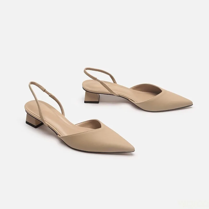Ladies Pointed Stretch Sandals - Low Block Heel Pump ulasan dan harga