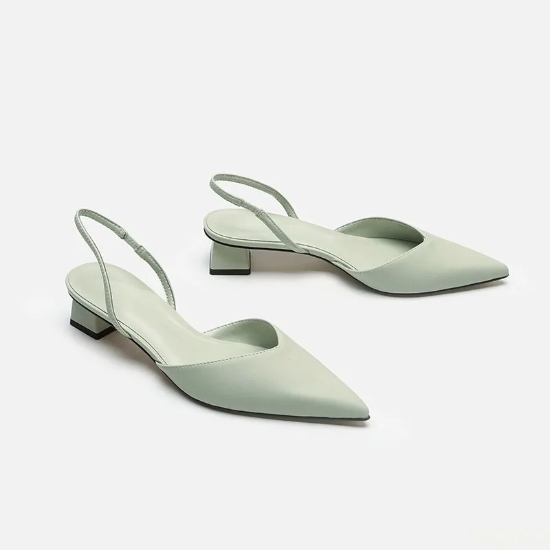 Ladies Pointed Stretch Sandals - Low Block Heel Pump ulasan dan harga
