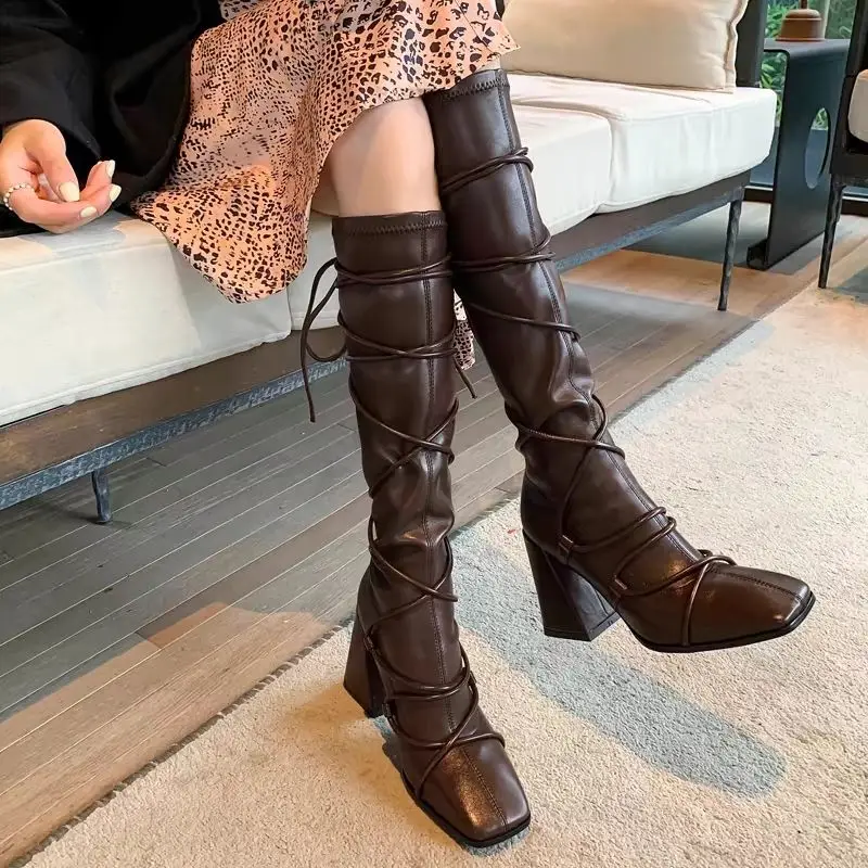 Autumn Winter Leather Strap Kn - Women'S Shoes Trending 2025 ulasan dan harga