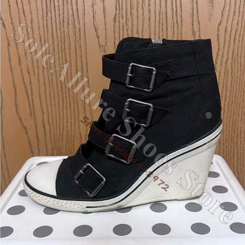 Grey Multi Buckle High Top Wed - Women'S Shoes Com ulasan dan harga