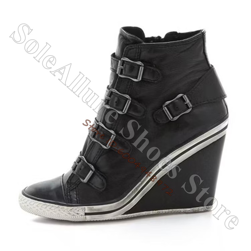 Grey Multi Buckle High Top Wed - Women'S Shoes Com ulasan dan harga